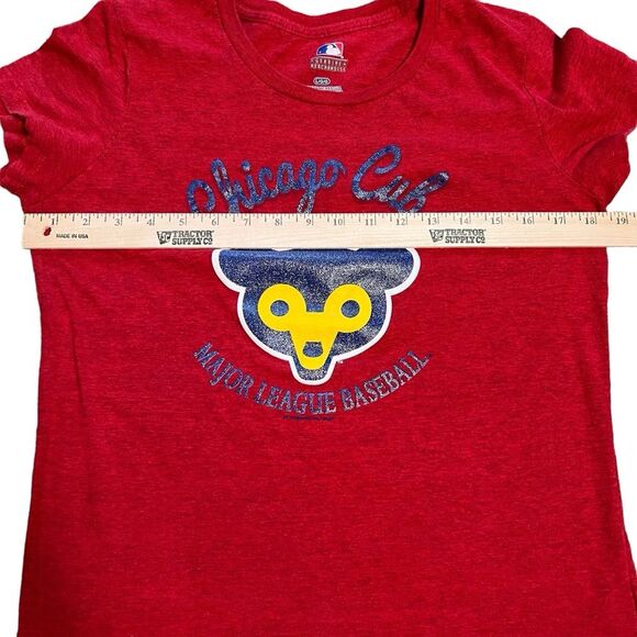 MLB Chicago Cubs Red Short Sleeve Women’s T-Shirt Baseball Fitted Large - Picture 4 of 6